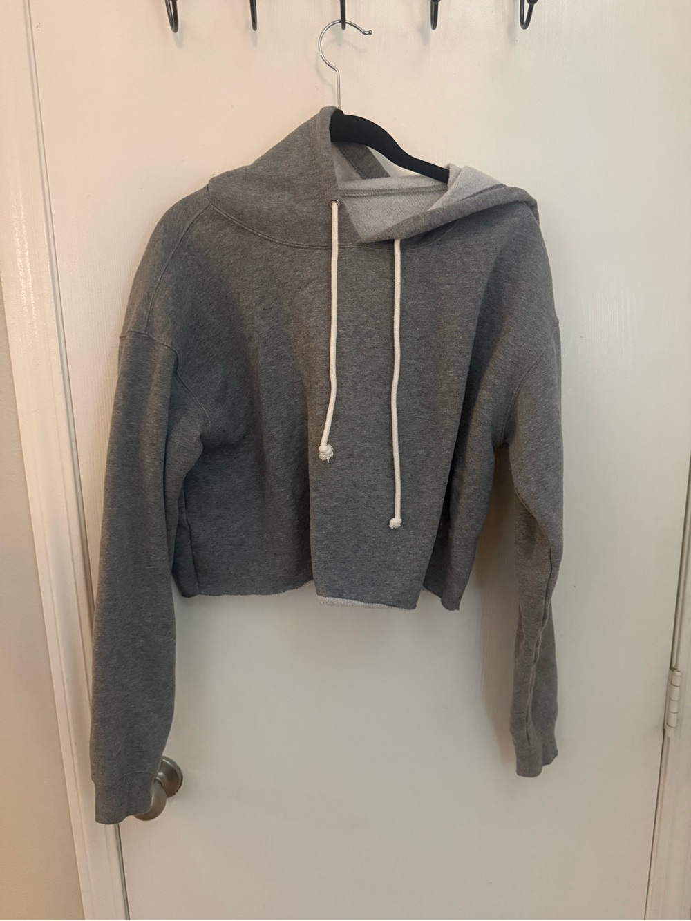 Cropped Gray Hoodie with Drawstring